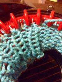 輪編み機でゴム編み