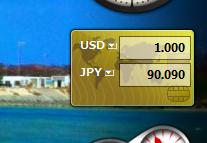 為替相場 PCのガジェットが表示 1ドル90円台