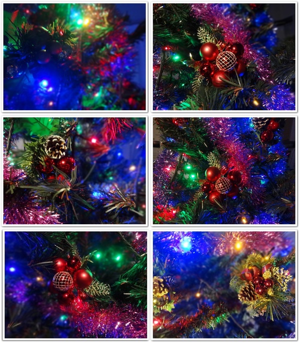 LEDの電飾で飾り付け クリスマスツリー やっと出しました。