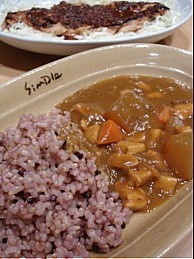 玄米ご飯で冬瓜入りカレー