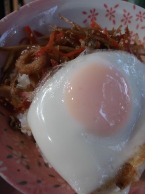 目玉焼き&きんぴらゴボウのっけご飯