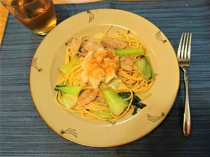 豚肉と青梗菜の和風スパゲティ / 大根おろしとポン酢であっさり 豚肉と青梗菜の和風スパゲティ / 大根おろしとポン酢であっさり