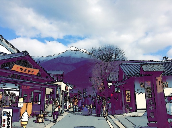 湯布院の街が絵画みたいに