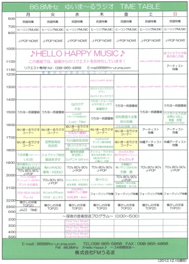 ゆいまーるラジオ(FMうるま) 番組表更新!