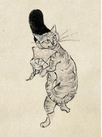 「鳥獣戯画制作キット」から烏帽子をかぶった猫を取り出してみた！やはり可愛いにゃ～('◇')ゞ