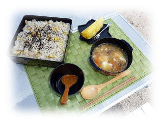 栗ご飯&豆腐とネギのあんかけin沖縄ダイビングシープレイス