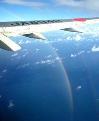 飛行機から虹が・・！