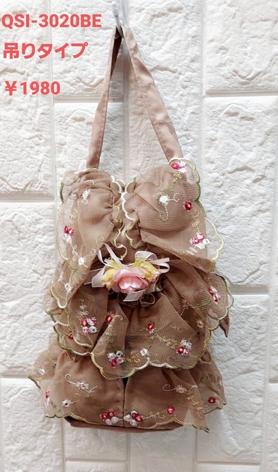 小花のローズの刺繍の吊りティッシュボックス＆置きタイプ