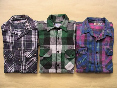 大阪ショップ 80s FIVE ヘビーネルシャツ　黒×グレー　XL BROTHER シャツ