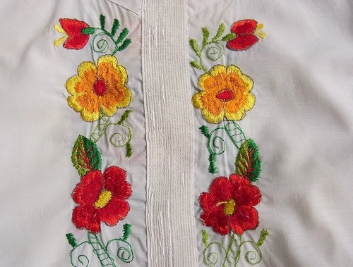 70's 花柄 刺繍 CUBA SHIRT キューバシャツ （グァジャベーラシャツ 