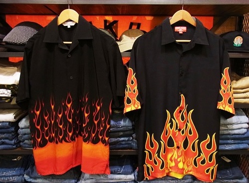 90's FIRE PATTERN CHICANO SHIRTS ファイヤーパターン チカーノシャツ 