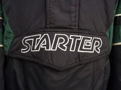90's STARTER スターター 刺繍 ハーフジップ フード付き ナイロン