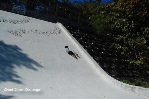 slide down on his tummy