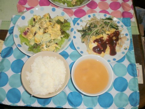 白身魚のチーズピカタとかぼちゃとさつま芋のサラダ