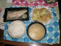 しまほっけの干物と野菜たっぷり焼きビーフン