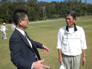 八重瀬町比屋根町長激励グランドゴルフ大会訪問