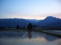 安曇野の水鏡完成・夕暮れ編