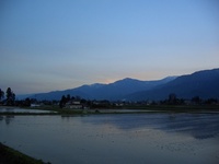 安曇野の水鏡完成・夕暮れ編