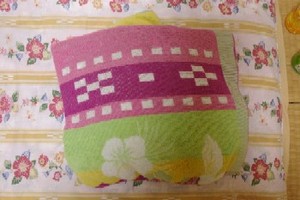 ミンサー柄の寝具。