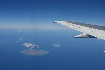 上空から、多良間島。