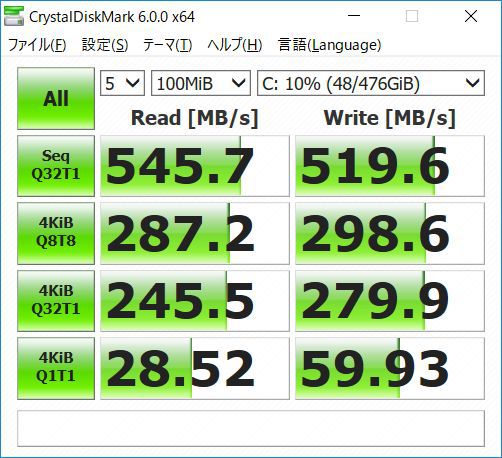 マウスコンピュータ「m-Book B504H」ベンチマーク