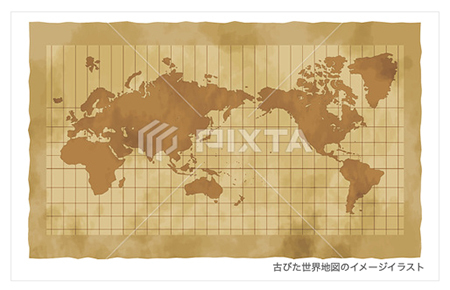 古びた世界地図のイメージイラスト