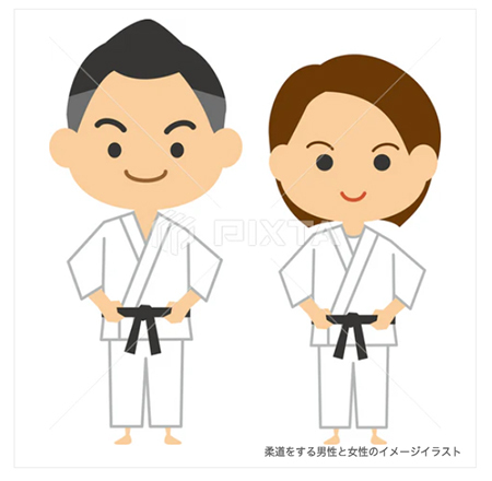柔道をする男性と女性のイメージイラスト