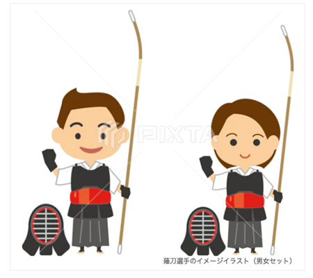薙刀選手のイメージイラスト（男女セット）