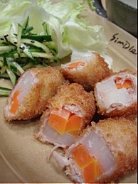ジャガイモと人参の豚肉巻きフライ