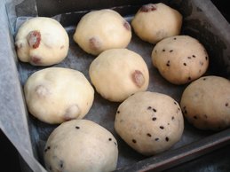 レーズンパンと黒ごまパン