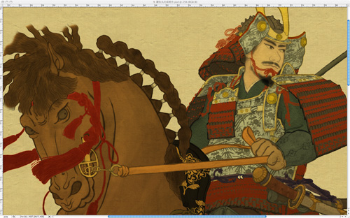 鎧武者の着色完了 首里天楼 琉球絵巻を描くブログ