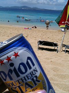 ビーチではオリオンビール♪