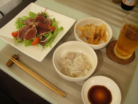 鰹たたきサラダとわんたん2種 2010/06/19 01:46:33
