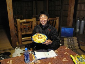 記念ダイブは手作りケーキ！
