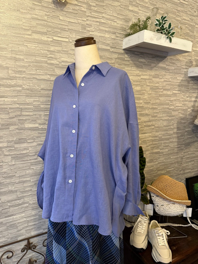 ポーシャル☆カシュクールにもなる麻綿のシャツ