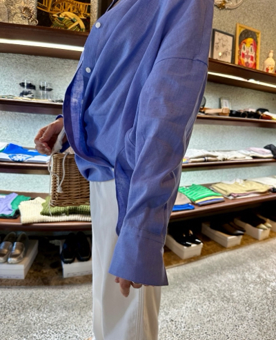 ポーシャル☆カシュクールにもなる麻綿のシャツ
