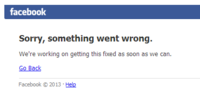 Facebookが全面ダウン、アクセスでず（2014年6月19日17時現在）