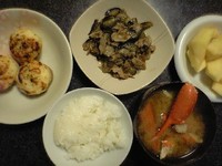 豚肉となすの炒め物、ポテトグラタン