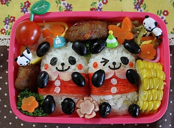 クリスマスキャラ弁　パンダ　冬のお弁当