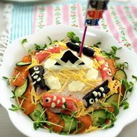 こどもの日パーティーレシピ。こいのぼりキャラ弁 2018/05/05 08:51:48