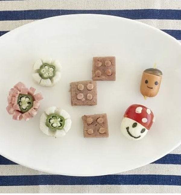 秋のキャラ弁当　隙間おかず　どんぐりきのこ