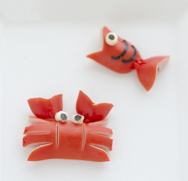 海のウインナーおかず　魚とカニさん
