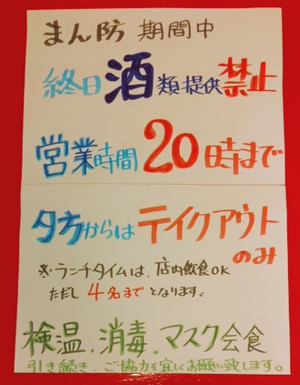 『 まん延防止重点措置 』1月21日(金)～